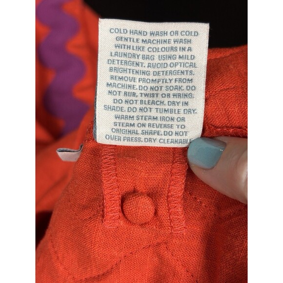 Mister Zimi Margot Maxi Dress Bright Red Purple Rhubarb Rick Rack Trim 8 Linen - Picture 6 of 11